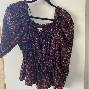 TOPSHOP 3/4 Sleeve Peasant Style Floral Top - Size 12
